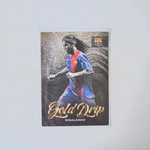 2022-23 Topps FC Barcelona Official Team Set Ronaldinho Gold Drip Insert 49