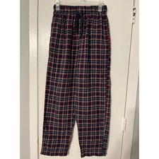 George Mens Plaid Pajama Pants Red Navy Blue Tartan Lounge Bottoms Small 28-30