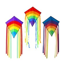 Large Beach Kite with Long Tail Rainbow Fly Kite Birthday Gift with String