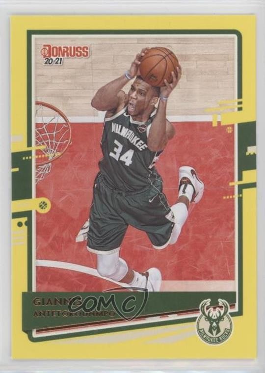 2020-21 Panini Donruss Yellow Flood Giannis Antetokounmpo #104 0d3