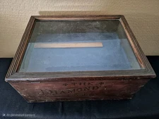 Antique Oak and Glass Store Advertising Display Case "The Diamond"