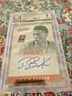 DEVIN BOOKER 2016-17 ABSOLUTE "HEROES AUTOGRAPHS" ON CARD AUTO BGS 9 / 8 AUTO