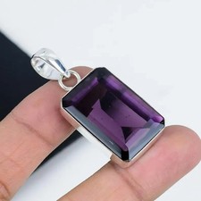 African Amethyst Gemstone Handmade 925 Sterling Silver Gift  Jewelry Pendant