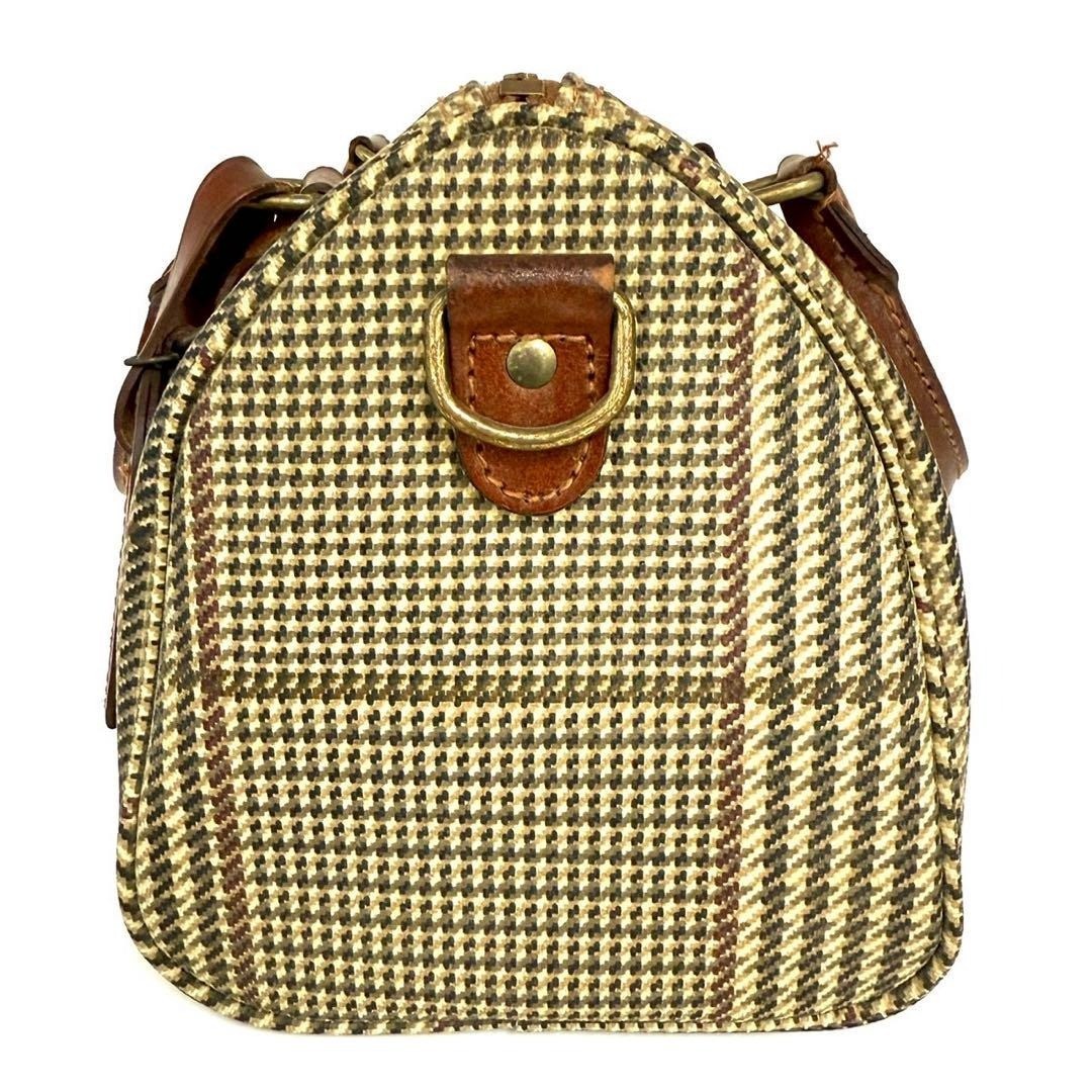 バッグ polo ralph lauren check boston bag Polo Ralph Lauren Vintage Mini Boston Bag Houndstooth Brown Check