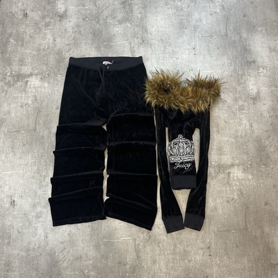 Vintage Juicy Couture Velour Tracksuit Größe M Kunstfell Y2K Berlin 2000s 90s