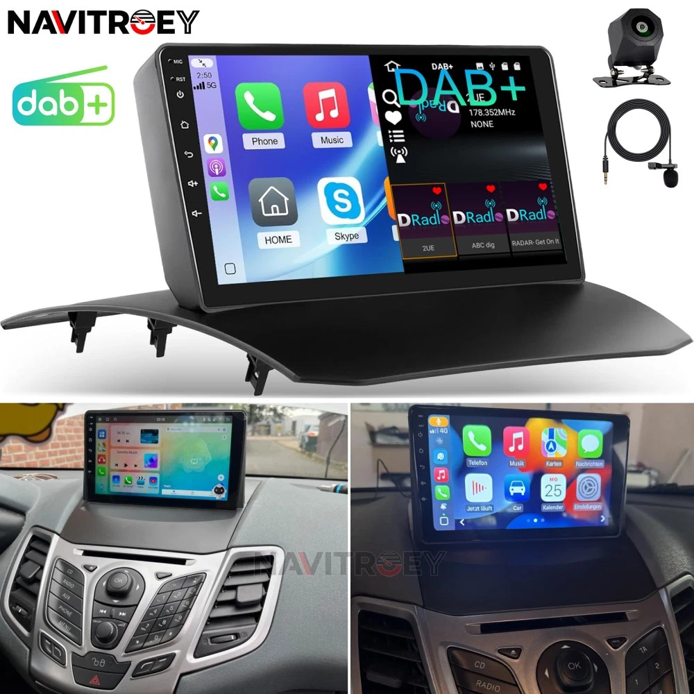 OEM 9 Zoll Android 14.0 Für Ford Fiesta 2004-2014 Radio Mit Bluetooth Hd Touchscreen Gps Navigationssystem Support Carplay Dab H6681