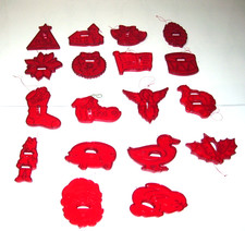 Lot Of 18 Vintage Red Plastic HRM Christmas-Holiday-Cookie Cutters-Made In USA