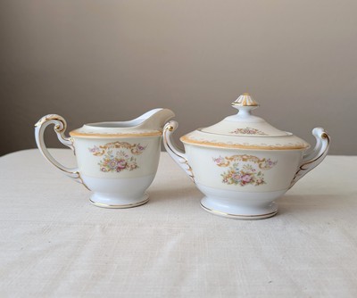 Cream & Sugar Set Floral Gold Trim Vintage Sango China Made In Japan Coffee Tea