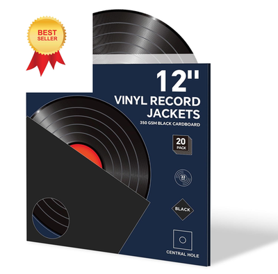 #ad #ad 20PCS 12 Inch Black Vinyl Record with Hole Jackets x20 Pack $37.98