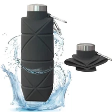Collapsible Water Bottle,BPA Free Silicone Reusable Foldable Travel Water Bottle
