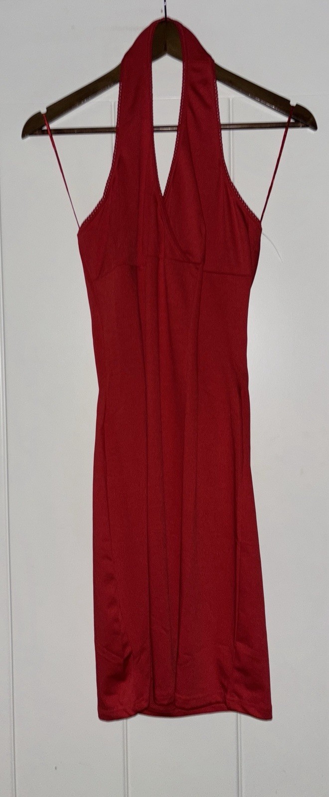 Angie Halter Plunge V-Neck Bodycon Red Mini Dress Women M Clean Hot Summer Girl