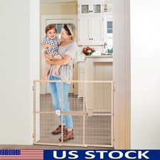 Quick-Fit Adjustable Wire Mesh Baby Safety Gate Wide Openings 29.5-50 Inch New