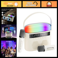 Portable Bluetooth Karaoke Machine with Lyrics Display, Dual Speakers, Night Lig