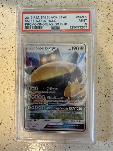 2016 Pokemon Sun & Moon Snorlax GX Black Star Promo #SM05 PSA 9 MINT