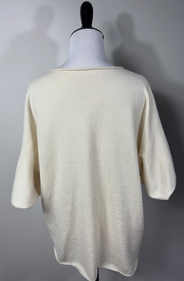 Suéter The Row M Marfil Cachemira Cuello Barco Mariposa Manga Corta Foto 3 de 4