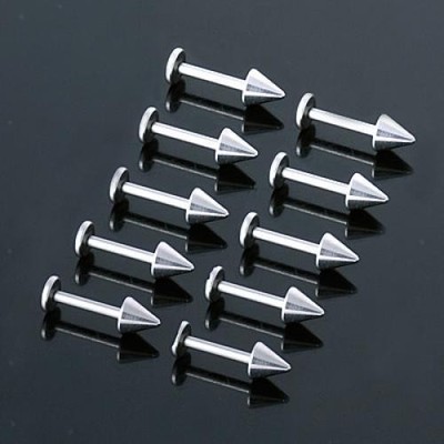 10 Stück Silber Edelstahl Labret Lippenring Spike Stud Piercing Chip Bars