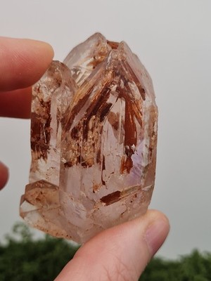 Skelett roter Ton Quarz Spitze Madagaskar himmlisch natürlich terminiert 93g