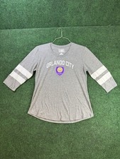 MLS Orlando City Lions SC Women's Gray V-Neck T-Shirt Size Medium NWOT