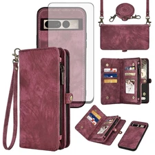 Phone Case for Google Pixel 7 Pro 5G Zipper Wallet Detachable Cell Cover with...