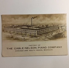 The Cable-Nelson Piano Company Factory Michigan Vintage Postcard Posted