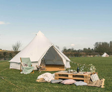 5M Bell Tent Polycotton Canvas Tent Waterproof Glamping Camping Zipped PVC Groun