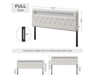 LUXURY Headboard Full Size Bed 60,000 Color LED Light USB Type C WE SHIP OVERSEA