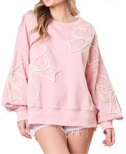 Oversized Sweatshirt For Women Preppy Cute Bow Crewneck Pullover Sweatshirts ...