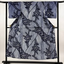 JAPANESE KIMONO YUKATA INDIGO 151cm 4 ft 11 in COTTON AA7641