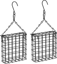 2 Pcs Suet Bird Feeders Outdoor Hanging Cages for Single Suet Cake