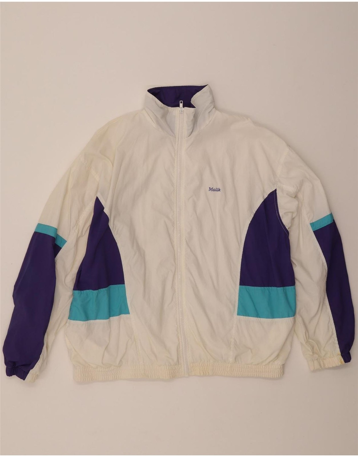 TACTEL Mens Graphic Tracksuit Top Jacket IT 52 Large White Colourblock CK06