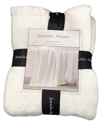 Jennifer Adams Boucle Throw Blanket Textured 60'' X 70'' Soft White New