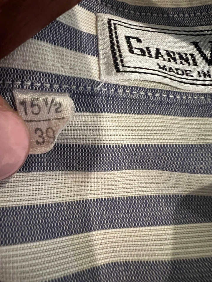 Gianni Veneri vintage size 15.5/39 purple and white stripe button down shirt - Image 3 of 4
