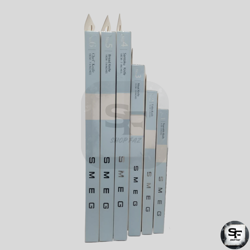 SMEG 6-teiliges Edelstahl Koch Küchenbesteck Set Santoku Brot Fleisch - Bild 18 von 19