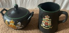 Wedgwood Black Basalt Creamer & Sugar Set Canada Souvenir Windsor Niagara Falls