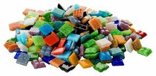 900gr Mosaiksteine 10x10 mm bunte Mischung/Gelb Rot Blau Orange Glasmosaik