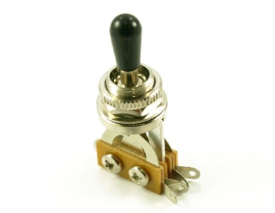 NEW - Toggle Switch For 2-Pickup LP Style Guitars, CHROME W/ BLACK TIP, WDE7C-1