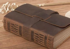 A6 Writing notes Notebook sketchbook Diary Notepad cow leather coffee brown Q297