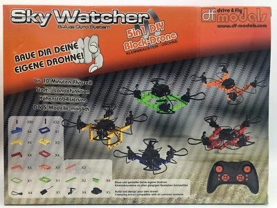 DF MODELS Sky Watcher 5 in 1 DIY Klemmbaustein-Drohne Quadrocopter RTF 8-Axis Gyro System