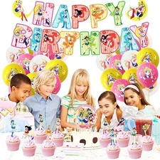 Sailor Moon Birthday Party Supplies Happy Birthday Banner Balloon Cake Toppers