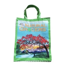 Natural Grocers Shopping Bag Large Vinyl Tote Reusable Art Raquel Isely Cherry