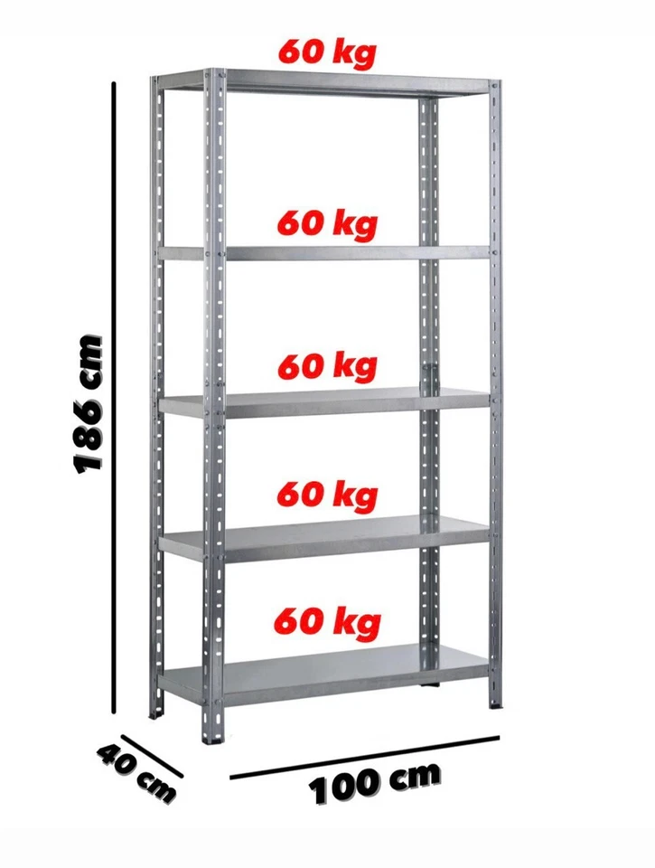 Scaffale in metallo ferro scaffali 5 ripiani per scaffalatura metallica garage a - Immagine 2 di 3