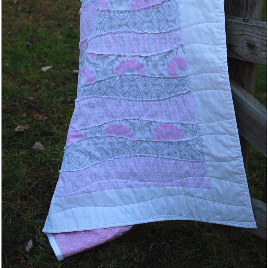 Handmade Baby Crib Lap Quilt Wavey Deconstructed Blanket - Image 2 of 4