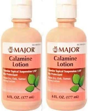 Major Calamine Lotion for Poison Ivy, Sumac, etc 6oz ( 2 pack )