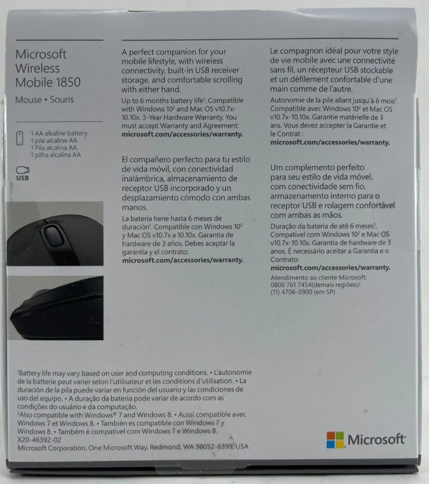 Original Microsoft 1850 Wireless Mobile Mouse 1850 WIth Box - Image 2 of 3
