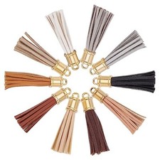 10pcs Leather Tassels, 10 Colors Imitation Leather Tassel Pendants 3 Inch