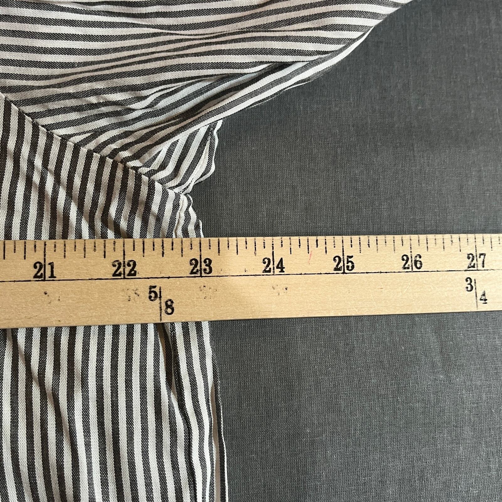 Joan Vass New York Shirt Womens Size XL White Black Striped Roll Tab Sleeves NEW