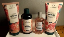LOT of 4 The Body Shop British Rose EDT Toilette Body Lotion Shower Scrub & Gel