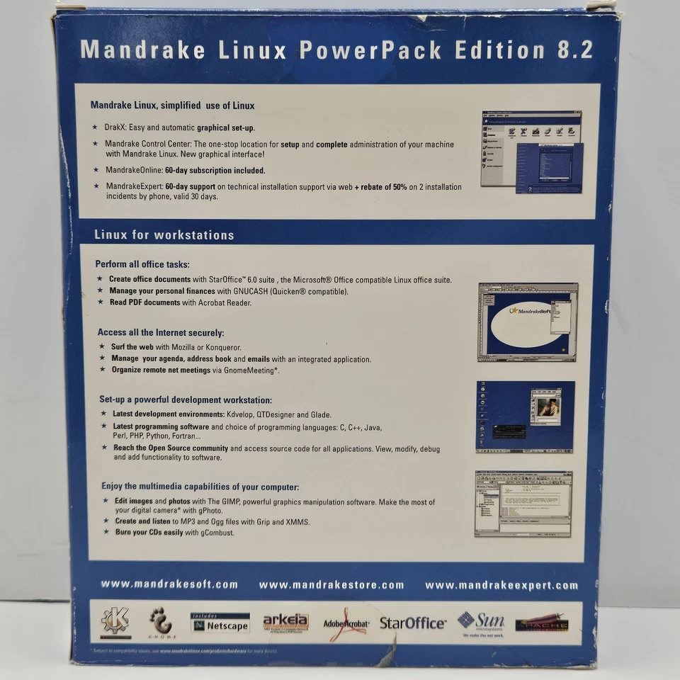 Linux Mandrake 8.2 PowerPack Edition Operating System Software 7 CD'S Manuals - Image 2 of 4
