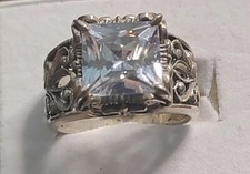 Exquisite 925 Sterling Silver Ring With Beautiful Clear Stone Size 7 1/4  470 