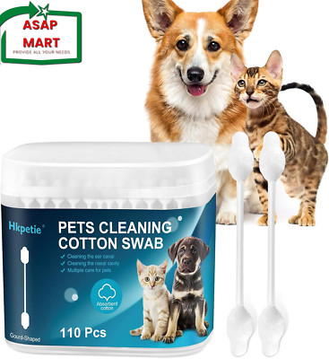 Cotton Swab for Pets, 110 Pcs Cotton Buds for Dogs and Cats, Safety Dog Ear Infe